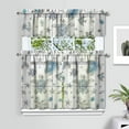 thumbnail image 2 of Kitchen Curtains 36 Inch Short - 3 Panel Set, Hawaiian Sea Turtle Ocean Design, Tropical Underwater Marine Life Print, Rod Pocket Window Curtain, Easy Wash, 2 of 6