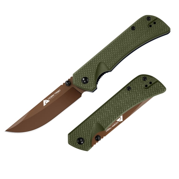 Ozark Trail 7.5 inch Folding Knife with D2 Steel Blade G10 Handle & Reversible Clip
