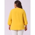 thumbnail image 4 of DARING DIVA Women's Plus Round Neck Work Ruffle Chiffon Top 1X Yellow, 4 of 6