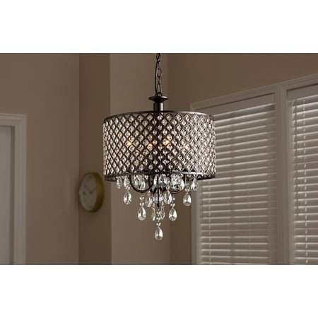 Rps Studio Lighting (Baxton Studio Gitana Modern and Contemporary Dark Bronze Metal and Crystal 4-Light Drum Pendant Light)