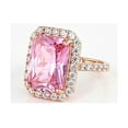 thumbnail image 4 of 925 Sterling Silver Ring with Emerald Cut Pink Sparkling Topaz and CZ Gemstone Jewelry for Special Occasions, 4 of 4