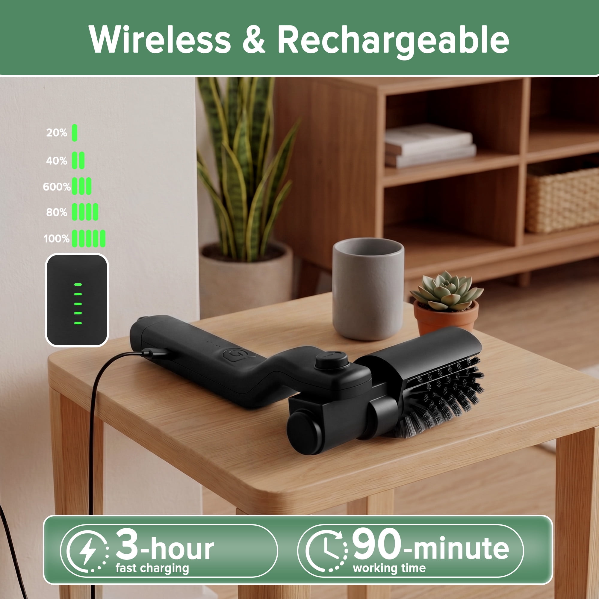Electric Grill Brush, 180° Adjustable Angle, 3-Speed Power Motor, 90-Min Runtime, Rechargeable, Outdoor Kit Grill Cleaner for BBQ Grates Griddles