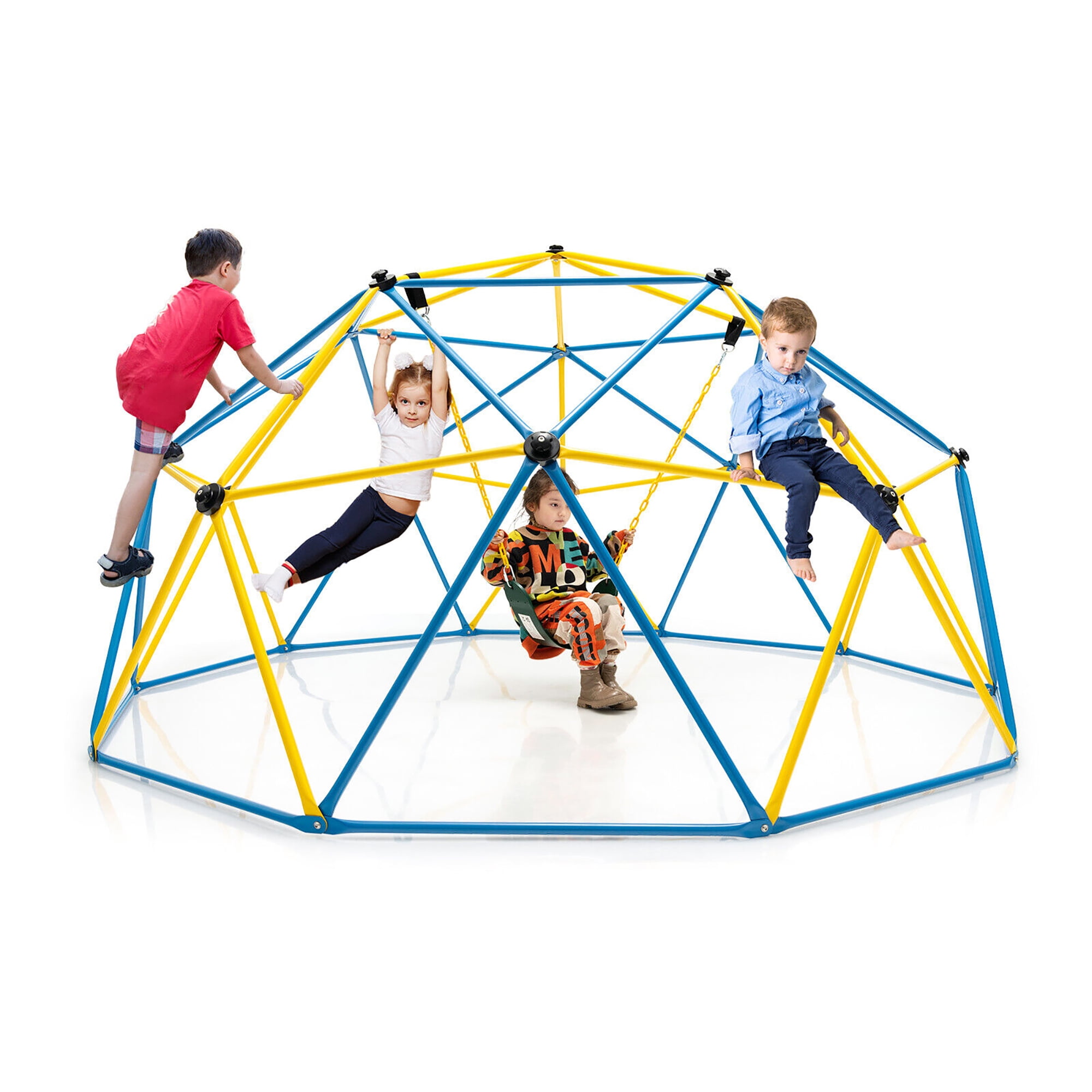 Gymax 10 FT Climbing Dome w Swing Outdoor Kids Play Jungle Gym Walmart