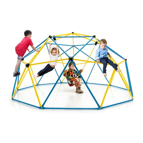 Gymax 10 FT Climbing Dome w/ Swing Outdoor Kids Play Jungle Gym