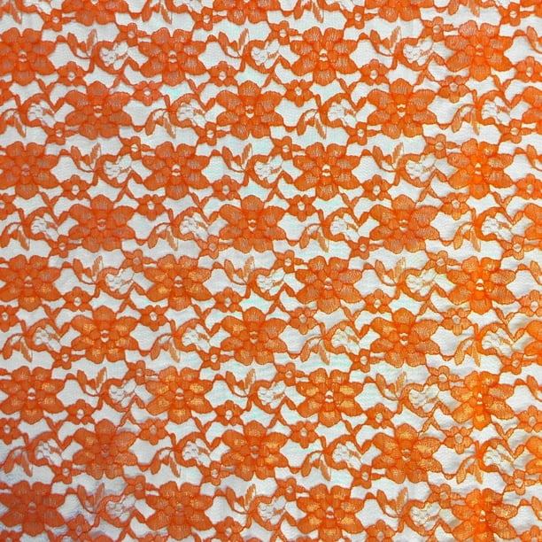 Raschel Lace Fabric 60 Wide Polyester French Floral By The Yard Orange Walmart Com Walmart Com