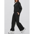 thumbnail image 3 of MOSHU 2 Piece Womens Outfits Sets Half Zipper Oversized Sweatshirts and Drawstring Sweatpants with Pockets Fall Trendy Tracksuits, 3 of 9
