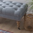 thumbnail image 3 of Linon Kacie 50" Wide Button Tufted Bench, Distressed Gray with Washed Blue Linen, 3 of 7