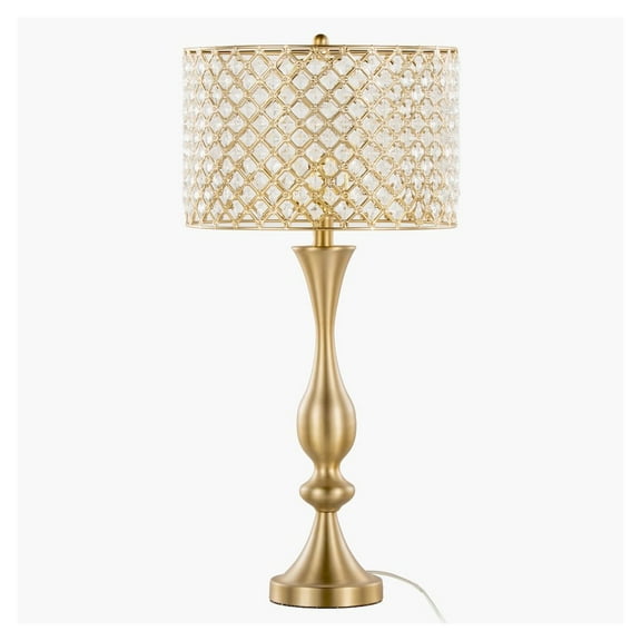 27.5" Plated Gold Table Lamp w/ Crystal Bling Shade