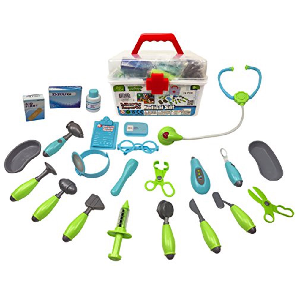 Family Doctor Medical Kit Playset for Kids24 Pieces Pretend Play Tools