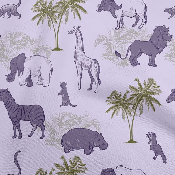 oneOone Viscose Chiffon Amethyst Fabric Tropical Animal Dress Material Fabric Print Fabric By The Yard 42 Inch Wide