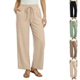thumbnail image 4 of POIUYTR Women Summer Casual Sweatpants Loose Elastic Waist Straight Leg Cropped Pants Trendy Solid Color Trousers, 4 of 5