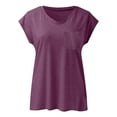 thumbnail image 5 of Olyvenn Womens Sexy V Neck Tops Summer Cute Ruffle Shirts Cutout Tie Bow Blouse Solid Cap Short Sleeve Crop Tops Purple S, 5 of 6