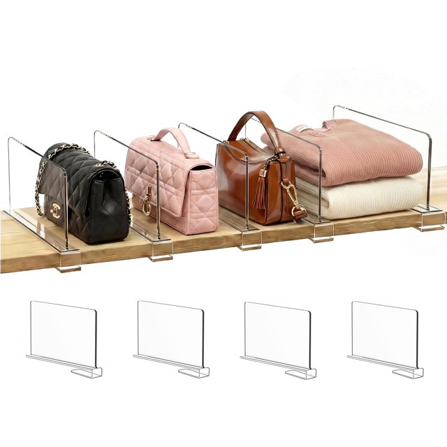 Separadores de estante SortNStore de acrílico de 15 cm de alto, paquete de 4