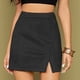 thumbnail image 2 of Minifalda para mujer, cintura alta, ante sintético, estampado lateral, ceñido al cuerpo, corte A, corto, negro, XL, 2 of 6