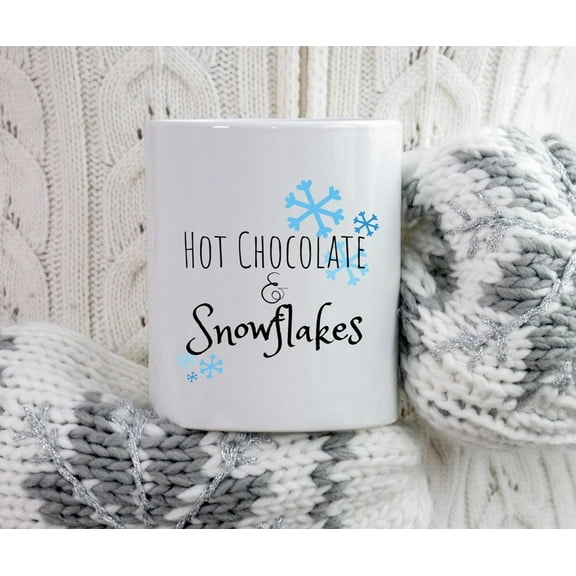 Snowflake Mug, Hot Chocolate & Snowflakes Mug, Holiday Gifts, Winter Coffee Cup, Christmas Mug Gift Mug Tea Mug, Christmas Gift for Women Men