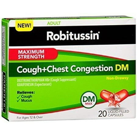 Pfizer Robitussin Maximum Strength Liquid-Filled Capsules for Cough Plus Chest Congestion,20 capsules each, 2
