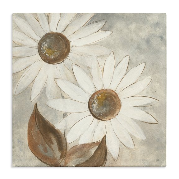 Stupell Industries French Country White Neutral Daisy Florals Vintage Charm Canvas Art, 17 x 17, by Chris Paschke