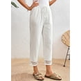 thumbnail image 6 of DOKOTOO Womens Casual Crochet Lace Pants Drawstring Elastic Waist Cropped Pants Lightweight Straight Leg Trousers with Pockets, 6 of 8