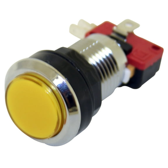 Arcade Game Silver Plated Illuminated Push button (Yellow)