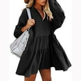 thumbnail image 6 of TIHLMK Black Dress Women Summer Dress V-Neck Solid Long Sleeve Casual Loose Flowy Swing Dress, 6 of 8