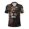 thumbnail image 2 of Daiia Lion Forest Crown Pattern Men’s Polo Shirts,Solid Deck Shirt,Classic Fit, Breathable Cotton Polo for Casual and Sport Wear-Large, 2 of 7
