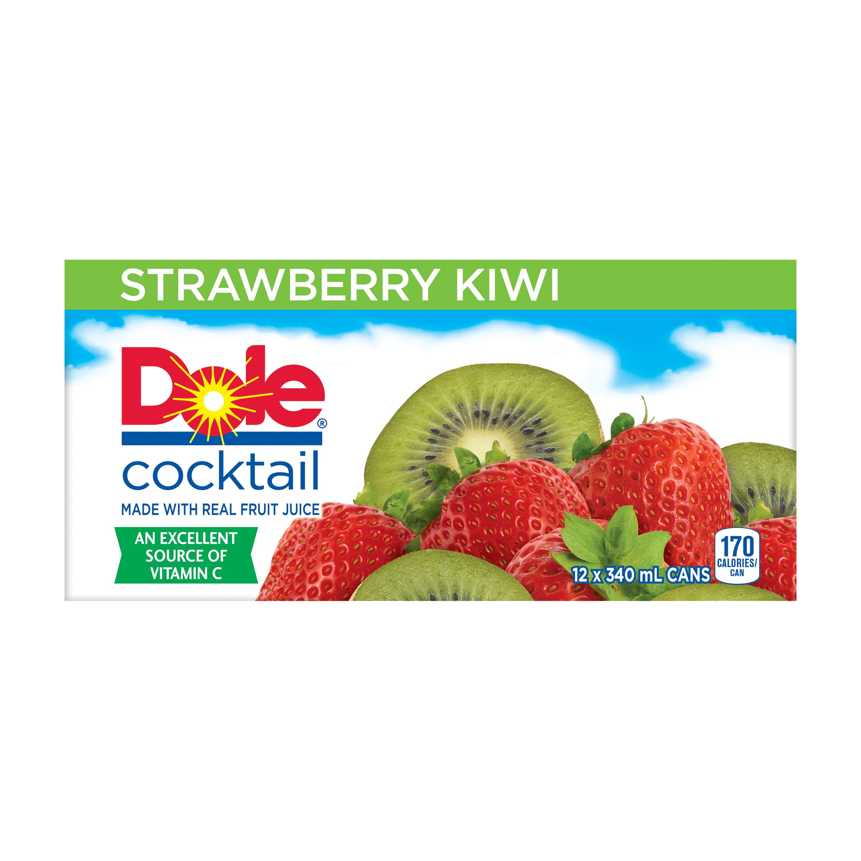 Dole Strawberry Kiwi Juice Cocktail 12 x 340 mL, Cans, 12x340mL