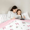 thumbnail image 5 of Manfei Cute Pink Bowknot 3-Piece Full Size Comforter Sets for Girls Teens Female,Dreamy Princess Bedding Comforter Set,Floral Flower Rose Lightweight Bedding Sets,Luxury Bedroom Decor, 5 of 8