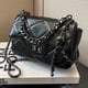 thumbnail image 4 of Bolso de PU de un solo hombro, bolso suave para mujer, bolso con cadena de diamantes, bolso cruzado de un solo hombro, negro, 4 of 5