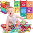 thumbnail image 1 of 8pcs Baby Cloth Books, Washable, Non-toxic And Chewable Early Learning Soft Books, Touch Sensory Activity Book, Animals, Plants, Musical Instruments And Vehicles Rcognition Toy, Your Child's First E, 1 of 4