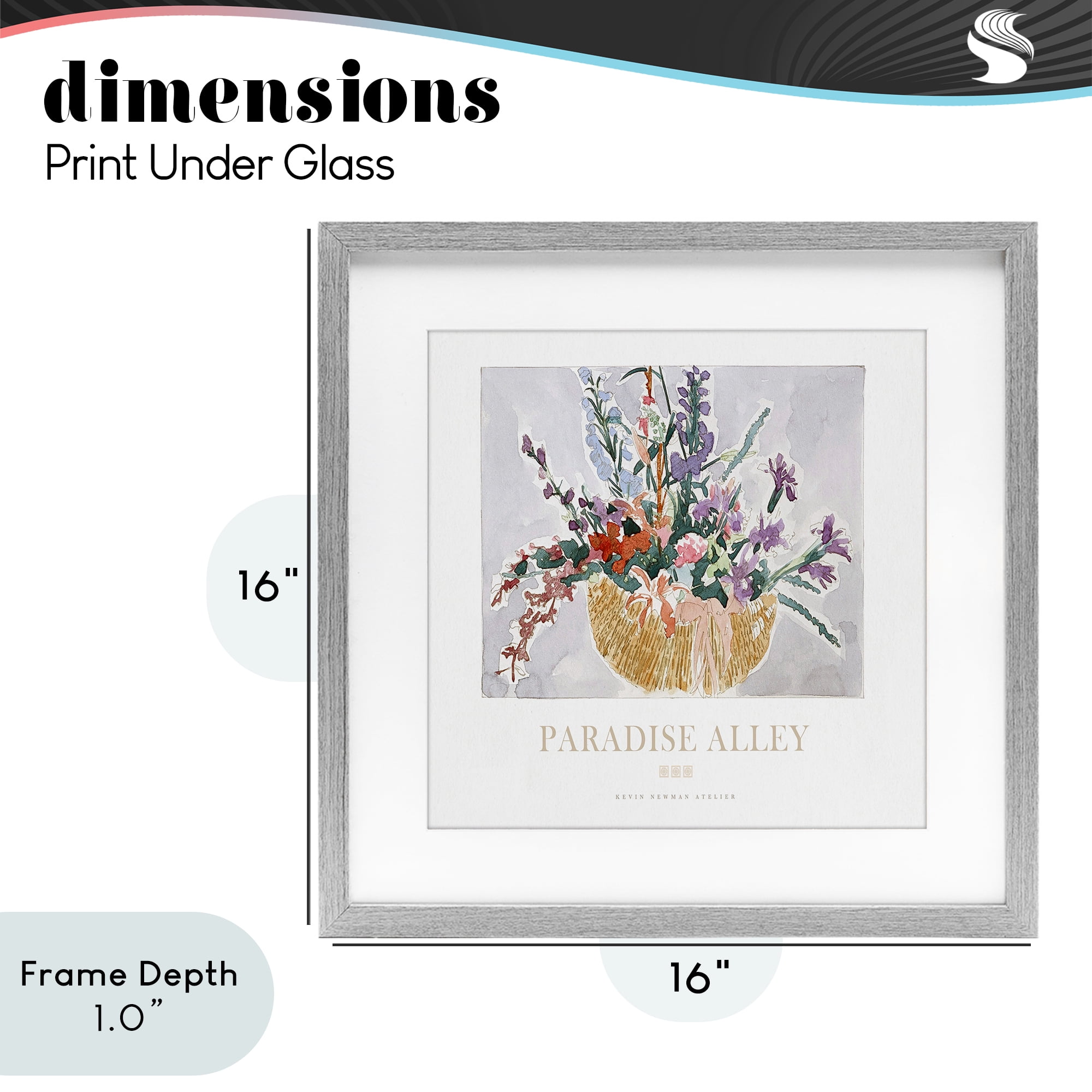 Stupell Industries Paradise Alley Basket of Flowers Gray Framed Print Under Glass, design by Jadei Graphics