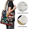 thumbnail image 3 of One-Punch Man Bolso de tela con estampado de lienzo para mujer, bolsa de compras reutilizable y estética, con cremallera interior, regalo para mujer,40*40cm., 3 of 6