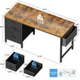 thumbnail image 6 of Casaottima 40" Small Computer Home Office Desk for Bedroom with Fabric Drawers & File Cabinet, Cloth Storage Bag and Hook, Writing Study Work Table for Small Space, Vintage, 6 of 8