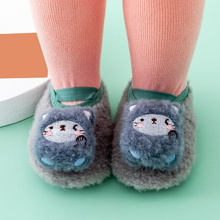 

TOWED22 Toddler Slippers Girl Autumn And Winter Boys And Girls Children Socks Shoes Non Slip Indoor Floor Baby Sports Shoes Warm Grey