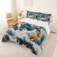 thumbnail image 2 of Castle Fairy Traditional Koi Carp King Size Comforter Sets 3pcs,Foamy Blue Wave Oriental Graphic Comforters King Size,Orange Deep,Reversible,1 Comforter and 2 Pillowcases, 2 of 6