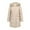 Khaki, variant on Women's Mid-Length Slim Fit Puffer Coat, Detachable Hood Winter Jacket, Fleece Lined Warm Parka, Cold Weather Outerwear, Plush Trim Hooded Coat, Fashionable Winter Parka Beige L