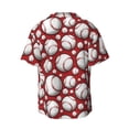 thumbnail image 5 of Uemuo Cute Baseball Pattern Cotton Linen Short Sleeve Shirts,Casual Lightweight Button Down Shirts,Vacation Beach Summer Tops-Medium, 5 of 7