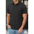 thumbnail image 3 of QDG Mens Polo Short Sleeve Shirt Casual Button Polo T Shirt with Pocket Designed Collared Golf Shirt Black S, 3 of 9