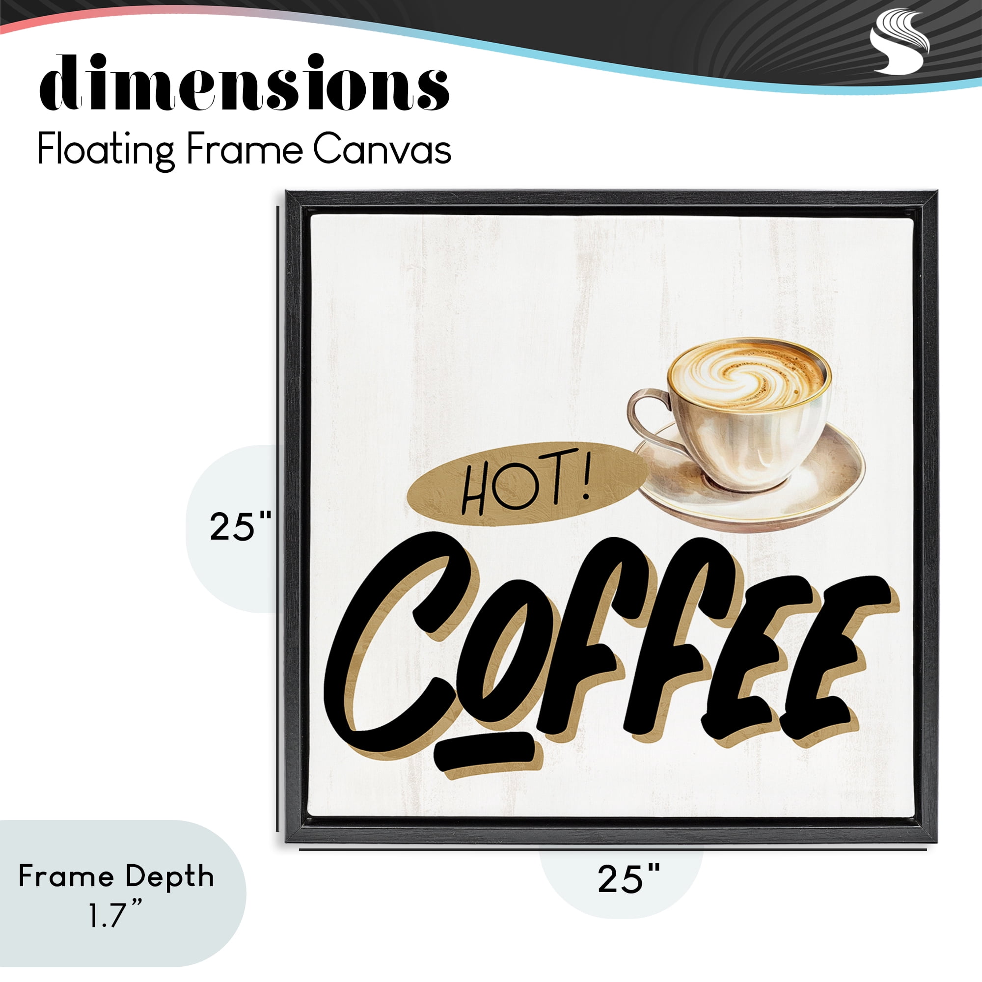 Stupell Industries Retro Fresh Hot Coffee Black Framed Floater Canvas Wall Art, design by Kim Allen