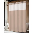 thumbnail image 4 of Warm Beige No Hook Shower Curtain Waterproof, Bathroom Curtains with Snap in Liners and See Through Top Window, Solid Color Farmhouse Beige Hotel Style Bathtub Curtains Shower 72"Wx96"L, 4 of 8