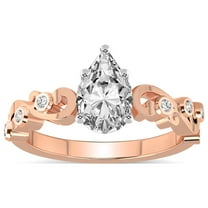 Pear Shape 4 Carat IGI Certified Lab Grown Diamond Ring | 14K Rose Gold |Catrina Cutwork Lab Diamond Engagement Ring | FG-VS1-VS2 Quality Friendly Diamonds