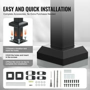 KFFKFF Outdoor Step Handrails, Fits 4-5 Steps, Sturdy Carbon Steel Stair Rail Kit with Install Tools, Safety Hand Rails for Seniors, Ideal for Concrete Steps, Porches & Decks, Square Black Design