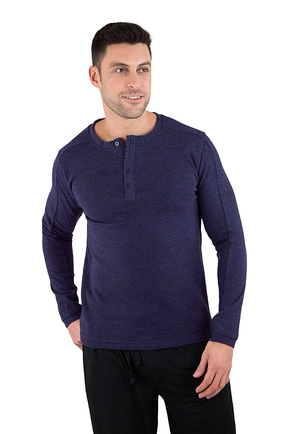 Intimo Mens Fleece Henley Pajama Sleep Top