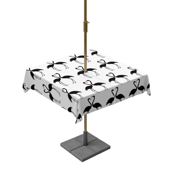 Outdoor Tablecloth with Umbrella Hole for Patio/Picnic/Party/Camping, Black Flamingos Waterproof Table Cloth Square Cover Washable, Modern Art Elegant Pastoral (54"x 54")
