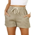 thumbnail image 1 of Capreze Women Elastic Waist Bottoms Baggy Pockets Summer Beach Shorts Casual Workout Cargo Short Hot Pants, 1 of 3