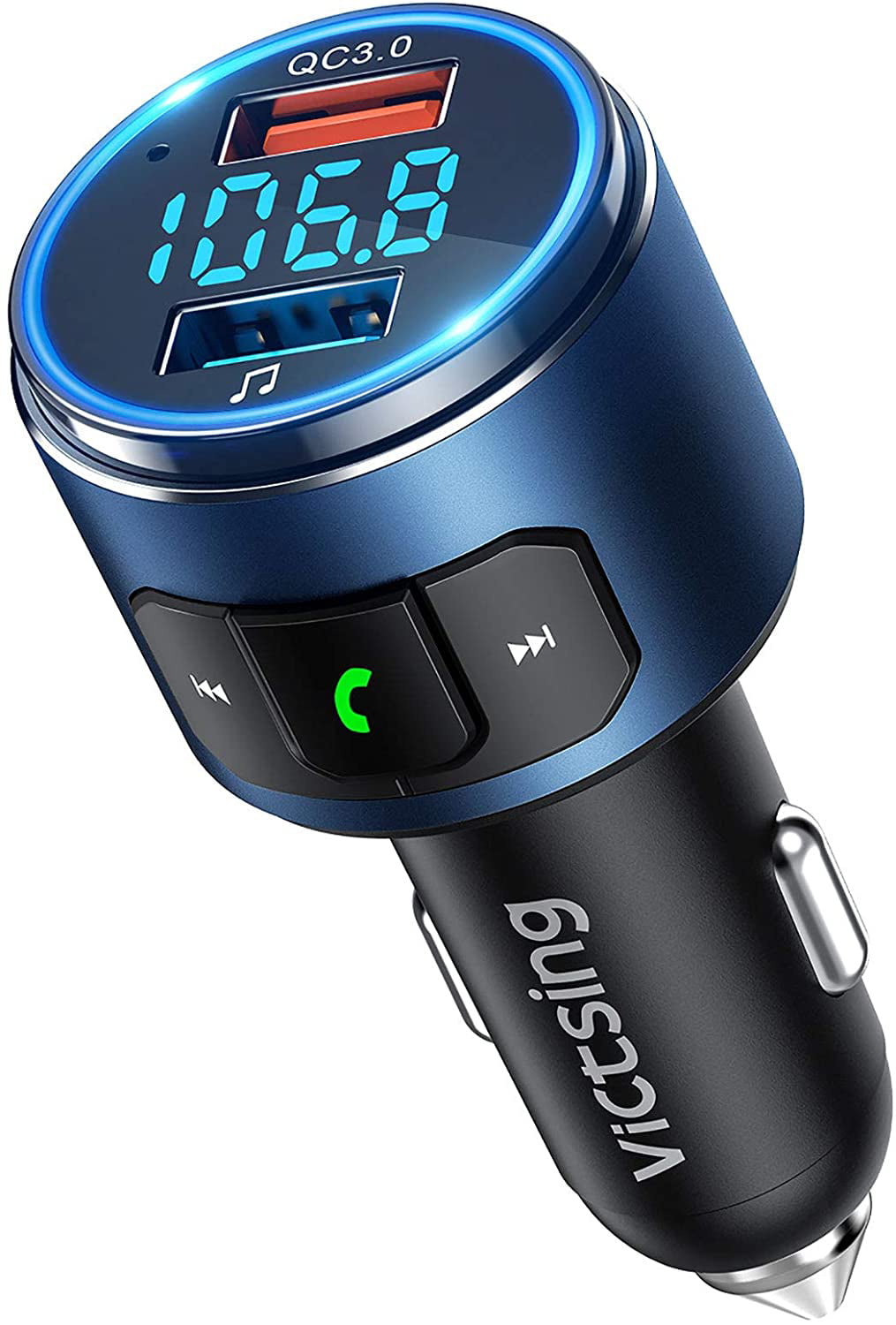 MP3 Player Car Charger Support Hands-free Calling VicTsing FM Transmitter for Car TF Card USB Drive Bluetooth 5.0 Car Radio Audio Adapter with QC3.0 Quick Charge & 6 RGB Colorful Light 