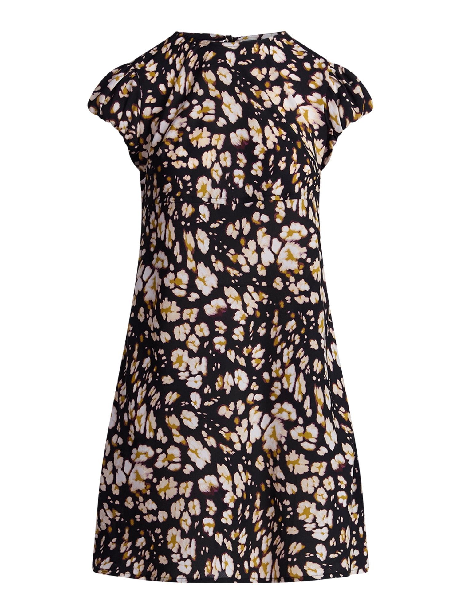 Scoop Women’s and Women’s Plus Tie Back Mini Dress with Volume Sleeves, Sizes XS-4X