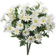 thumbnail image 1 of 2 Bouquets Artificial Daisy Flowers 24 Heads Each, Rural Style Simulation Colorfast Plastic Flowers for Table Window Balcony Home Decor (White), 1 of 5