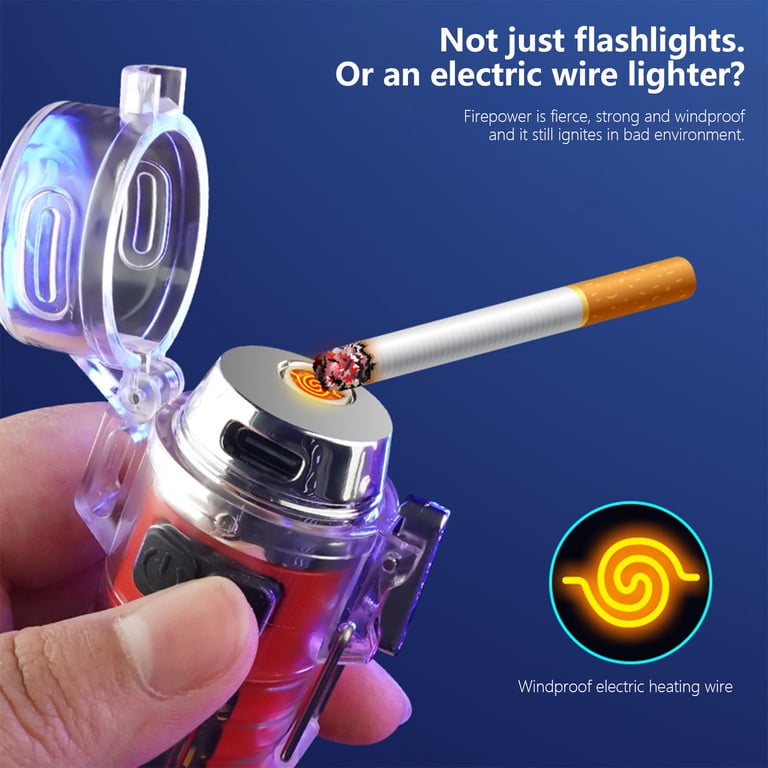 LACKUST Cigarette Lighter Usb Charger,2-in-1 USB Rechargeable Flashlight &  Lighter - Waterproof,Red