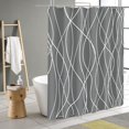 thumbnail image 3 of Abstract Striped Shower Curtain, Modern Minimalist Waterproof Fabric Shower Curtain Set with Hooks 72" x 72" - Dark Grey, 3 of 6