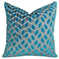 thumbnail image 4 of Thomas Collection Turquoise Gray Silver Ombre Velvet Luxury Throw Pillow - 11195, 4 of 4